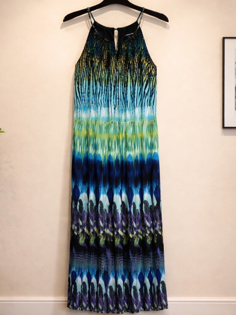 Saint Tropez West Blue-Green Halter Maxi Dress Vintage - Picture 3 of 8
